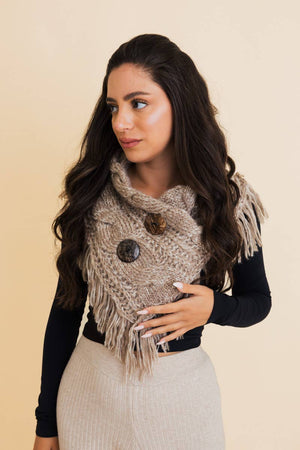 Leto Accessories - Heathered Shoulder Warmer With Coco Buttons: Navy