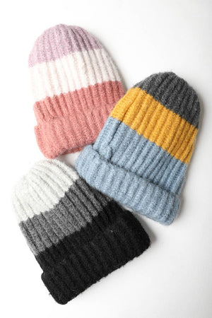 Cozy Color Block Wool Blend Knit Beanie