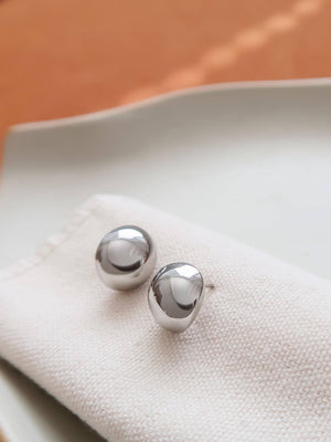Helene Silver Non-Tarnish Small Dome Earrings