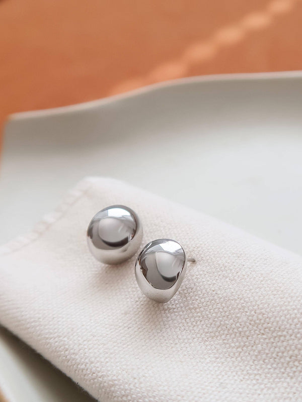 Helene Silver Non-Tarnish Small Dome Earrings