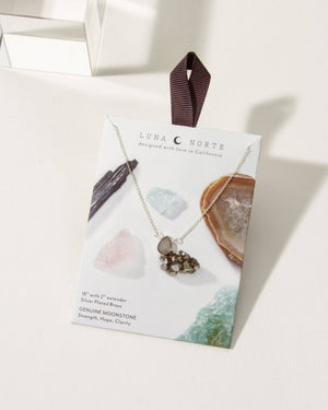Luna Norte - Silver Delicate Gemstone Necklace- Moonstone