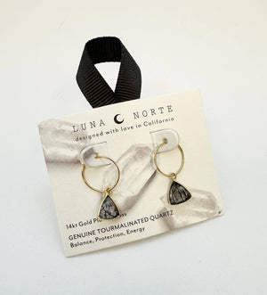 Tourmalinated Quartz Bermuda Triangle Mini Hoop Earrings