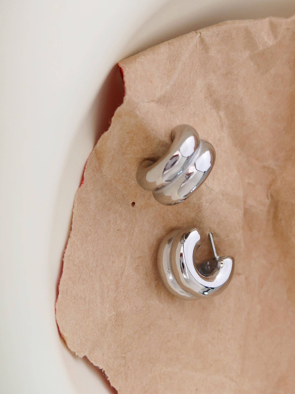 Silver Emma Non-Tarnish Double C-Hoop Earring