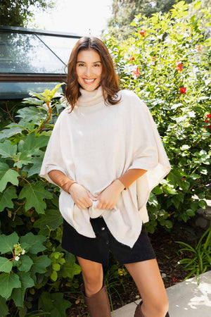 Grey Eco Friendly Turtleneck Poncho
