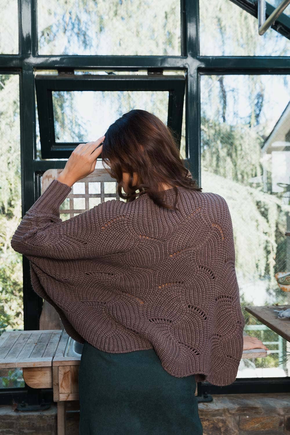 Mocha Knitted Poncho