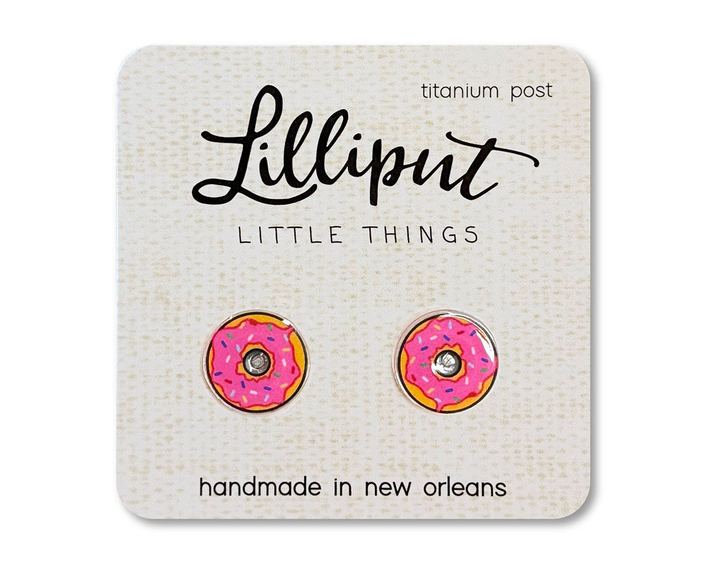 Lilliput Little Things - Pink Sprinkle Donut Earrings // Food Earrings