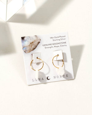 Moonstone Geometry Mini Hoop Earrings