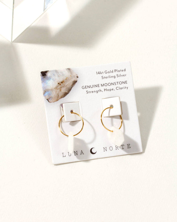 Moonstone Geometry Mini Hoop Earrings