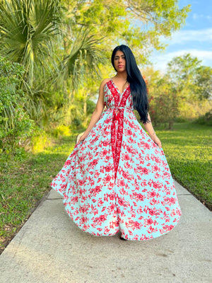 Boho Halter Maxi Dress with long tassel wrap