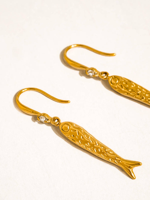 Flânerie by MAIQ - Calypsa 18K Gold Non-Tarnish Fish Charm Drop Earrings