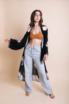 Boho Vibes Tie-Dye Longline Wrap Kimono