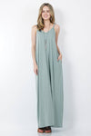 42POPS - ,.. V-NECK CAMI MAXI DRESS /w adjustable strap: L / LT GREY