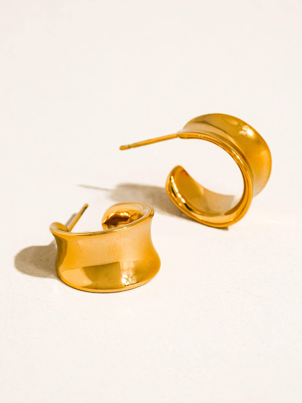 Yvaine Gold Non-Tarnish Wide Dome Hoop Earrings