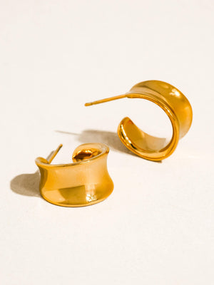 Yvaine Gold Non-Tarnish Wide Dome Hoop Earrings