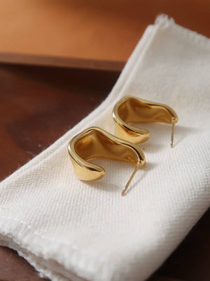 Ninelle Gold Non-Tarnish Sculpted Wave Hoop Earrings
