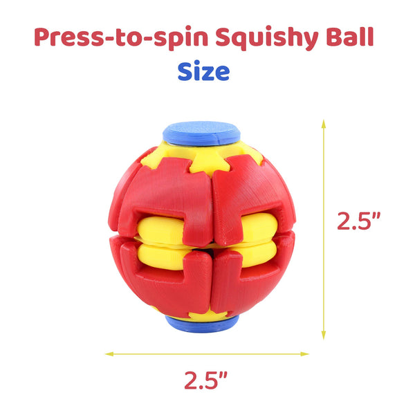 3D Printed Press, Spin & Relax Fidget Ball – Assorted Colors