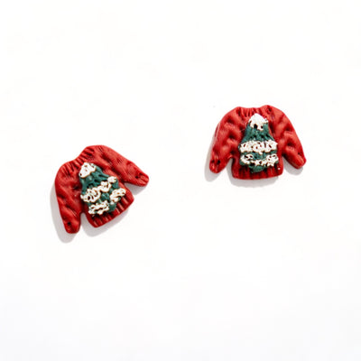 Red Christmas Sweater Studs