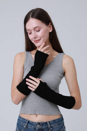 Leto Accessories - Thermal Knit Arm Sleeves – 3D Textured Winter Arm Warmers: Black