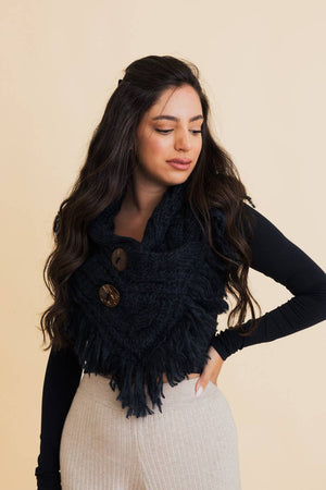Leto Accessories - Heathered Shoulder Warmer With Coco Buttons: Lemon