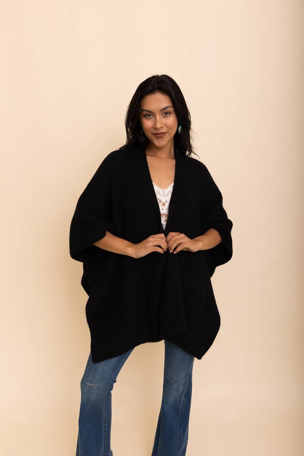 Chic Boucle Cardigan Poncho