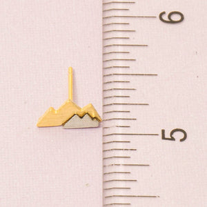 Fame Accessories - Two Toned Mountain Stud Earrings