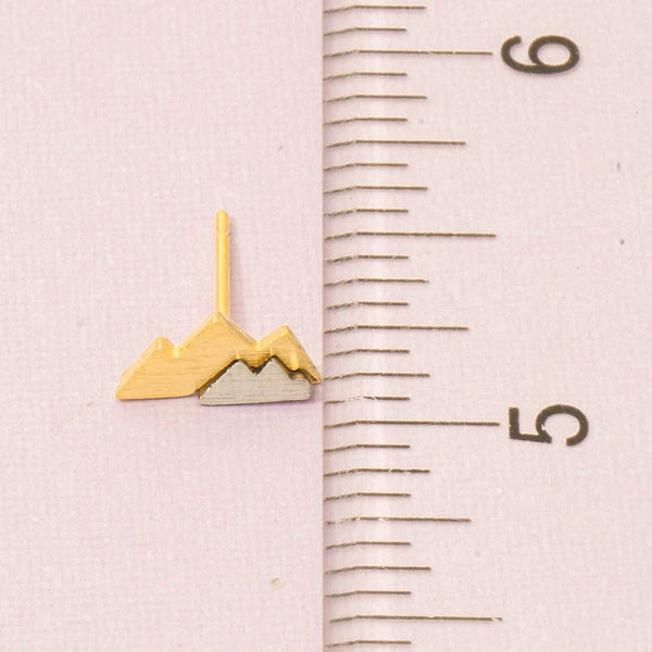 Fame Accessories - Two Toned Mountain Stud Earrings