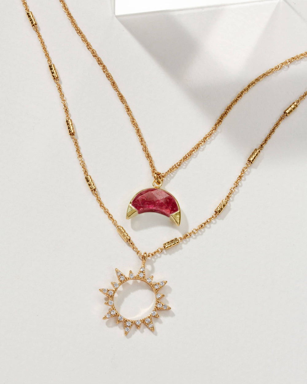 Golden Sun & Ruby Moon Necklace set
