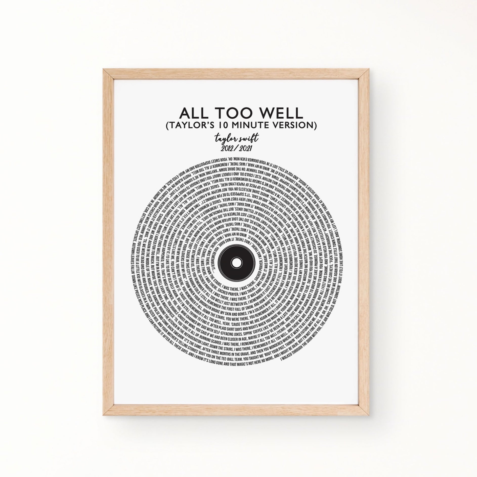 Lyric Wall Art - All To Well by Taylor Swift