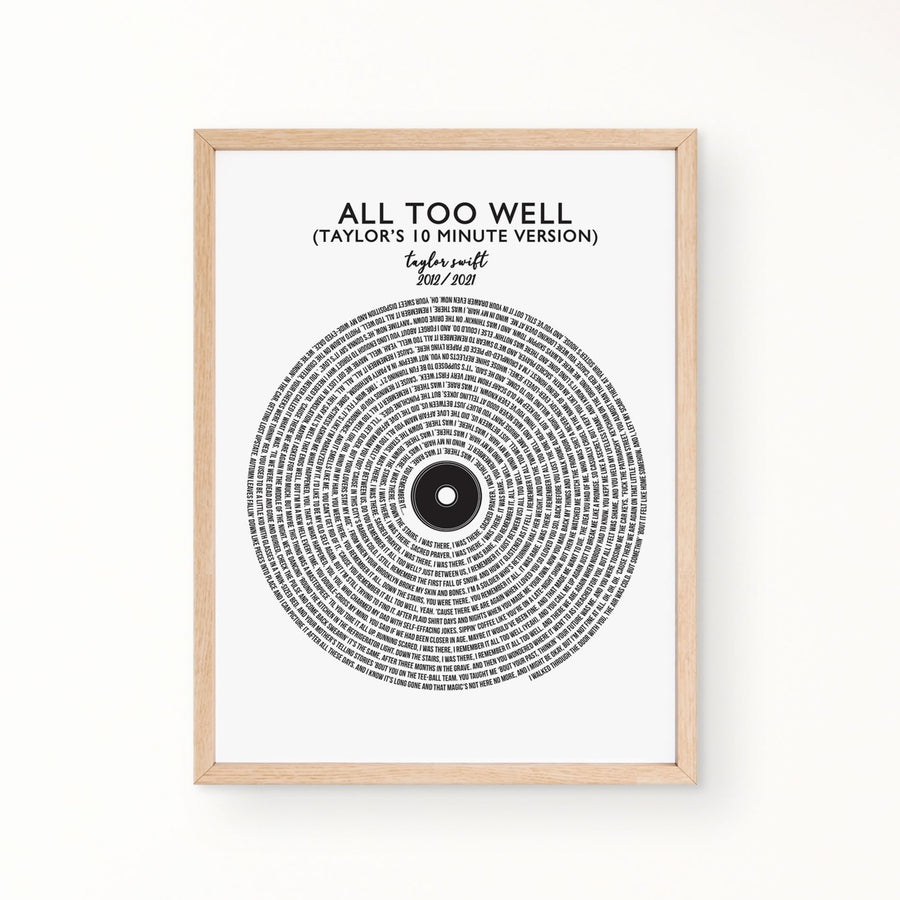 Lyric Wall Art - All To Well by Taylor Swift
