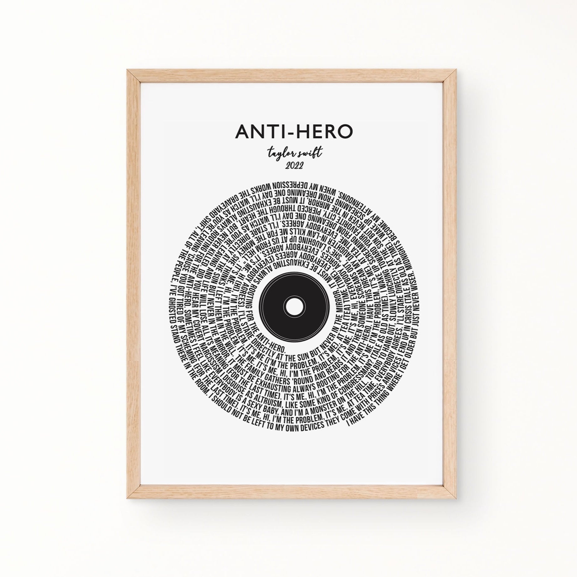 Lyric Wall Art - Anti-Hero by Taylor Swift