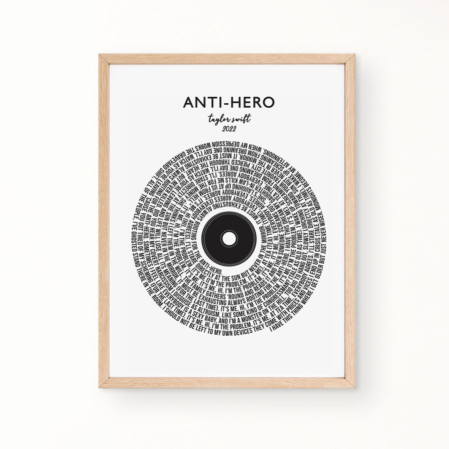 Lyric Wall Art - Anti-Hero by Taylor Swift