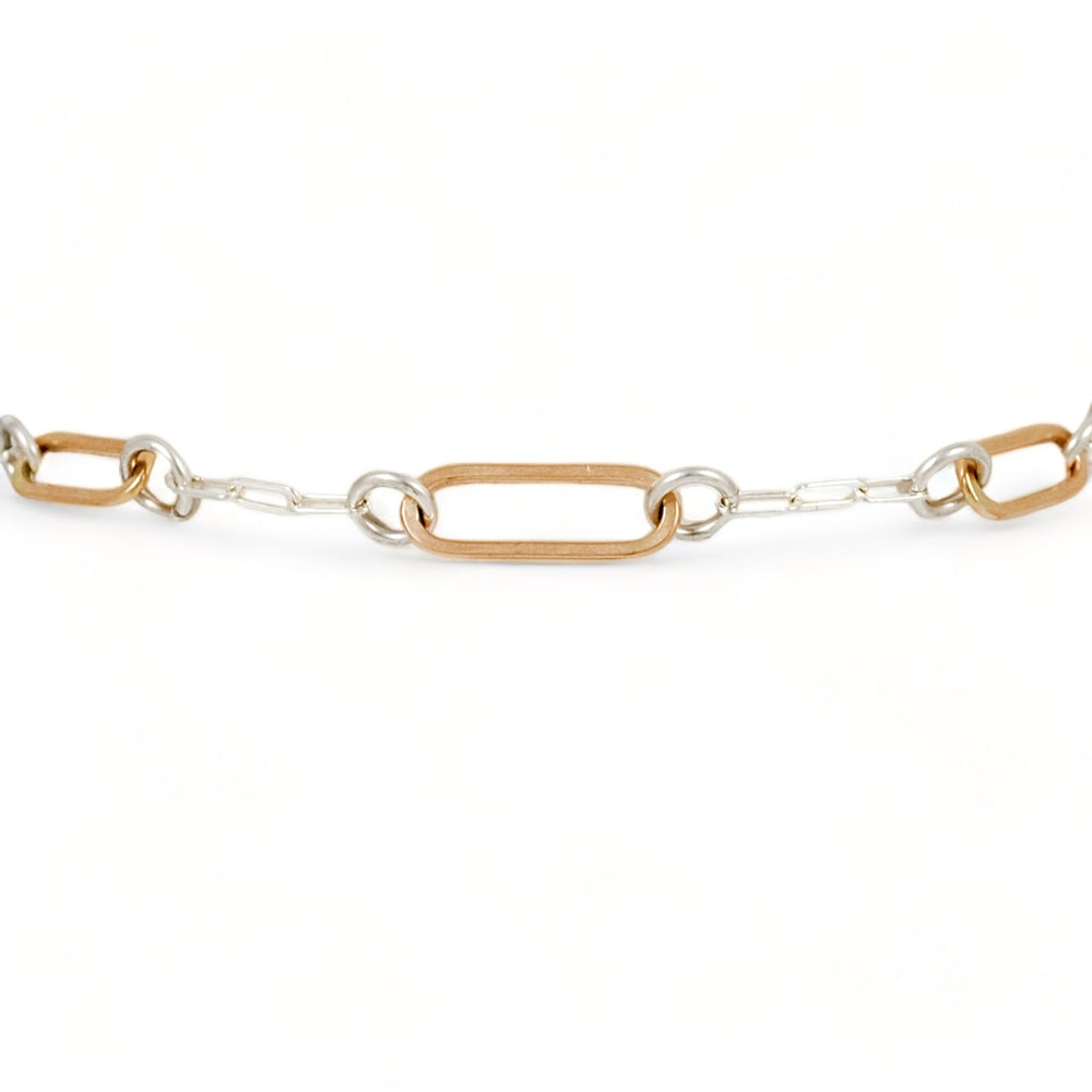 Paperclip Link Floating Bracelet - mixed metals