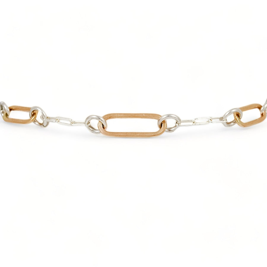 Paperclip Link Floating Bracelet - mixed metals
