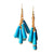 Dangling Handmade Beaded Earrings (6 Medium Cone Beads in Bright Blue)