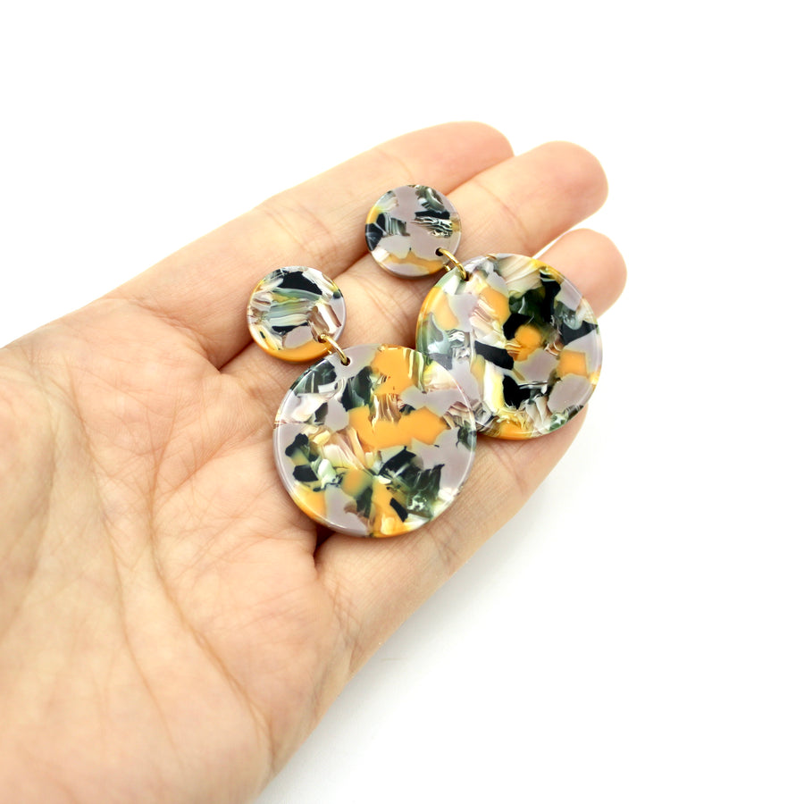 Mauve & Mustard Round Earrings