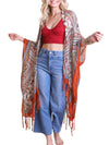 WHS Bohemian Diamond Tassel Kimono - Rust