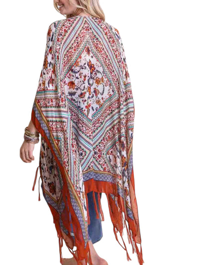 WHS Bohemian Diamond Tassel Kimono - Rust