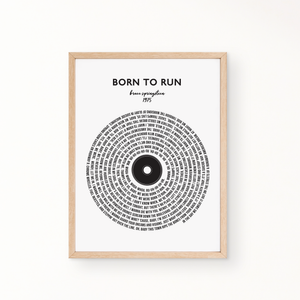 Lyric Wall Art - BORN TO RUN by BRUCE SPRINGSTEEN 1975