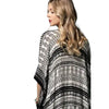 Black Block Print Tassel Kimono