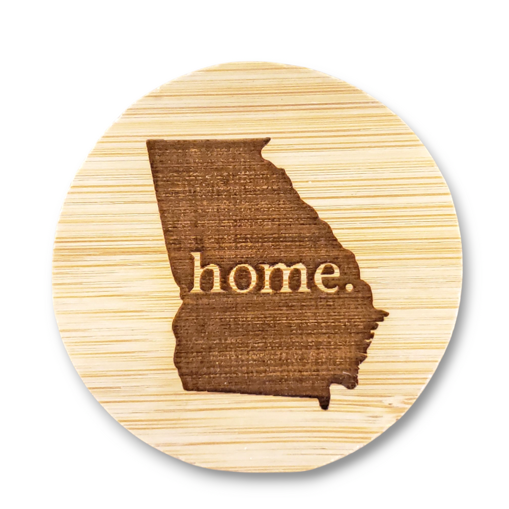 Round Magnetic Wood Engraved Bottle Opener - Georgia home