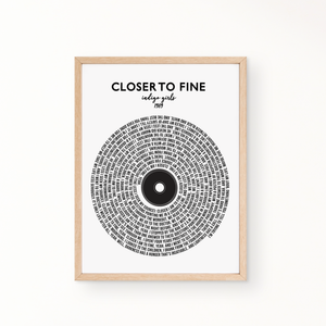 Lyric Wall Art - CLOSER TO FINE by INDIGO GIRLS