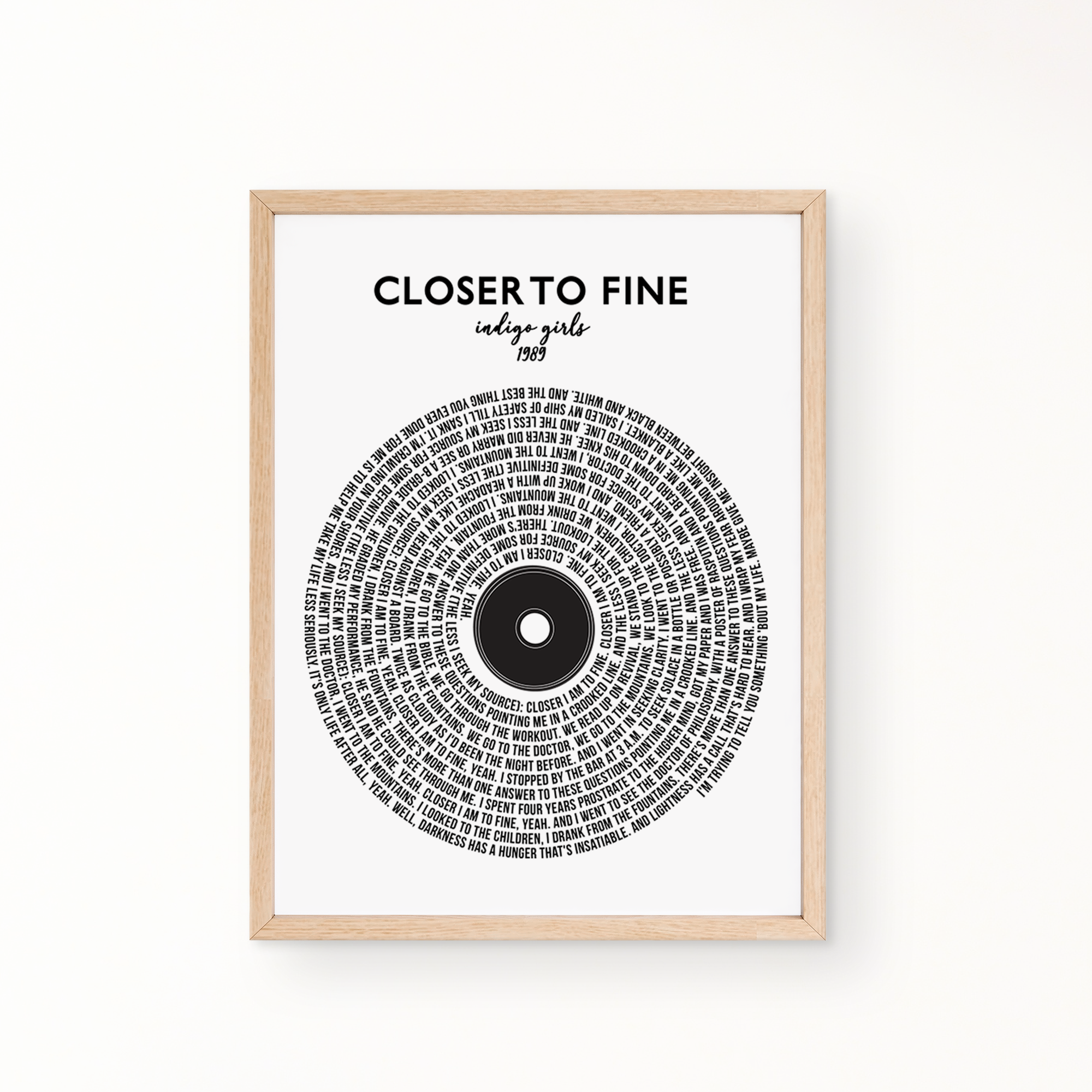 Lyric Wall Art - CLOSER TO FINE by INDIGO GIRLS
