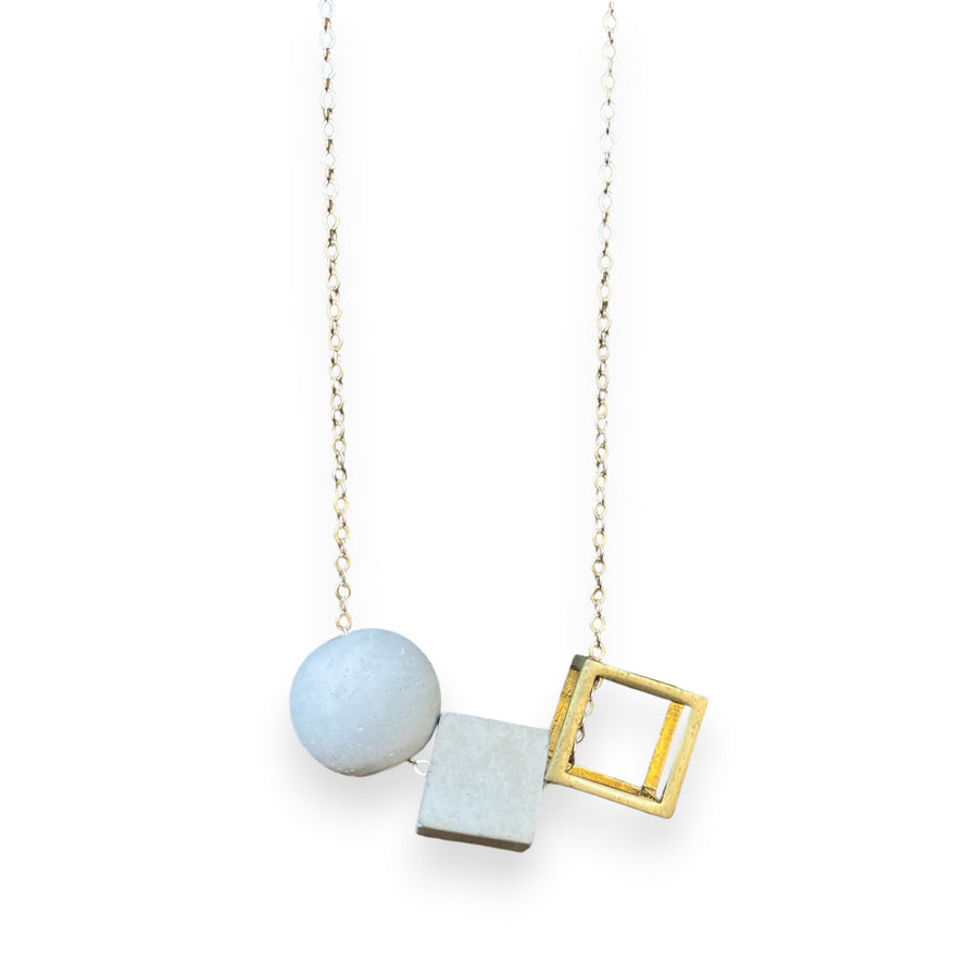 Concrete Geometric Cube Necklace
