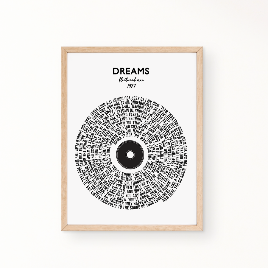 Lyric Wall Art - DREAMS by FLEETWOOD MAC
