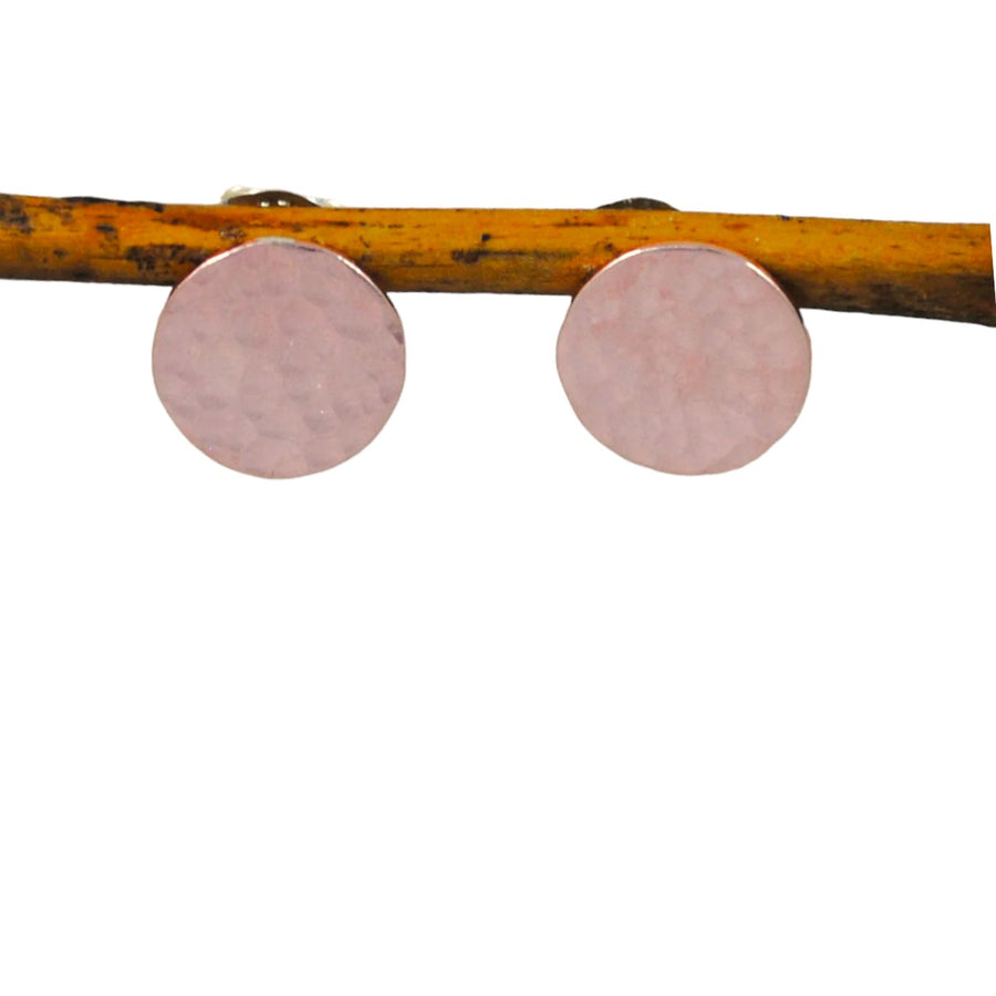 Hammered Disc Studs - rose gold-filled