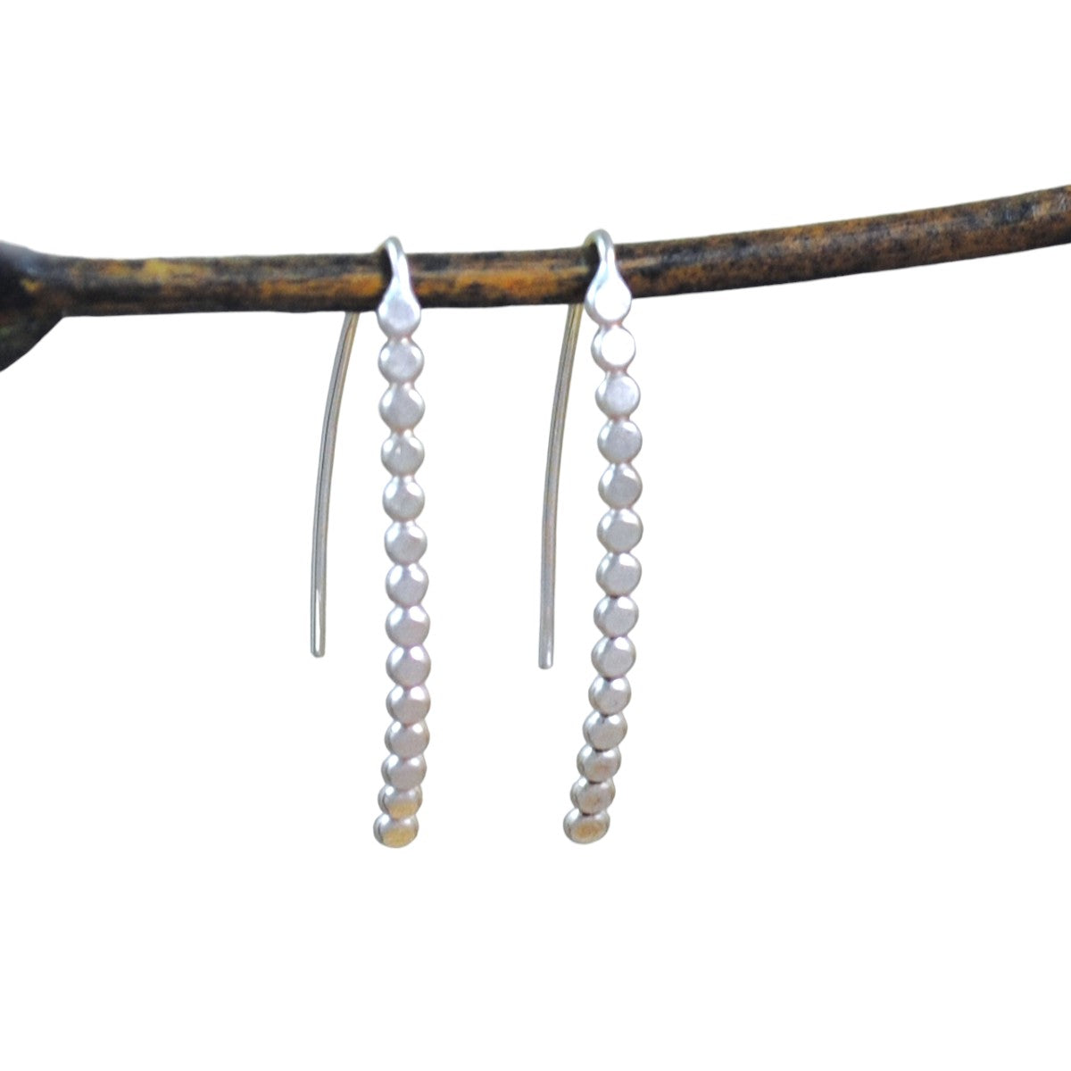 Small Beaded Hoops - sterling
