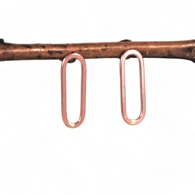 Small Paperclip Stud Earrings - rose gold-filled