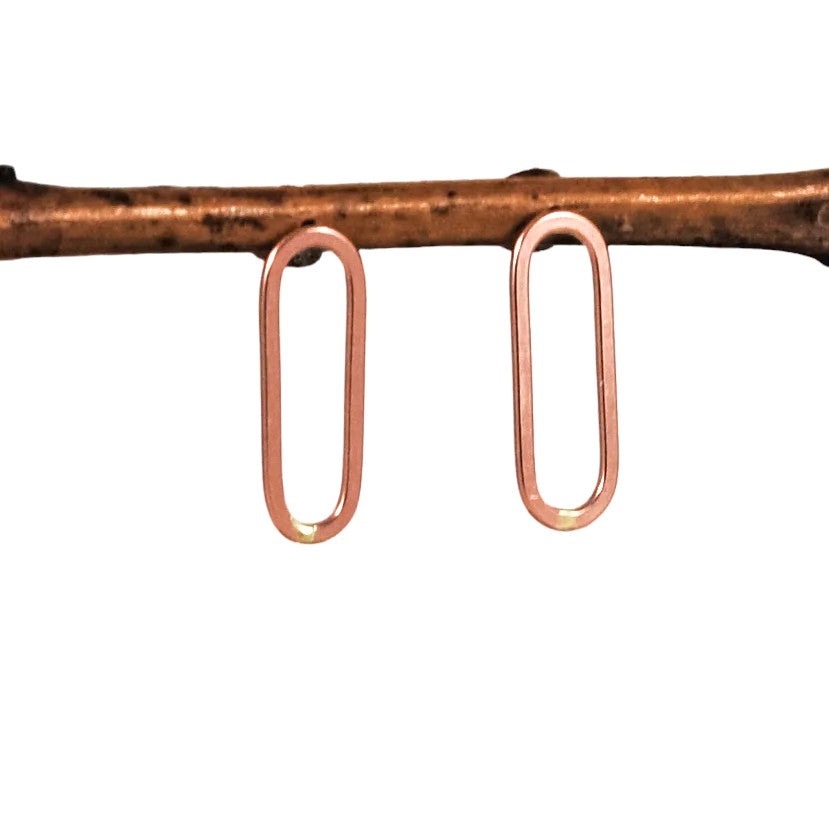 Medium Paperclip Stud Earrings - rose gold-filled