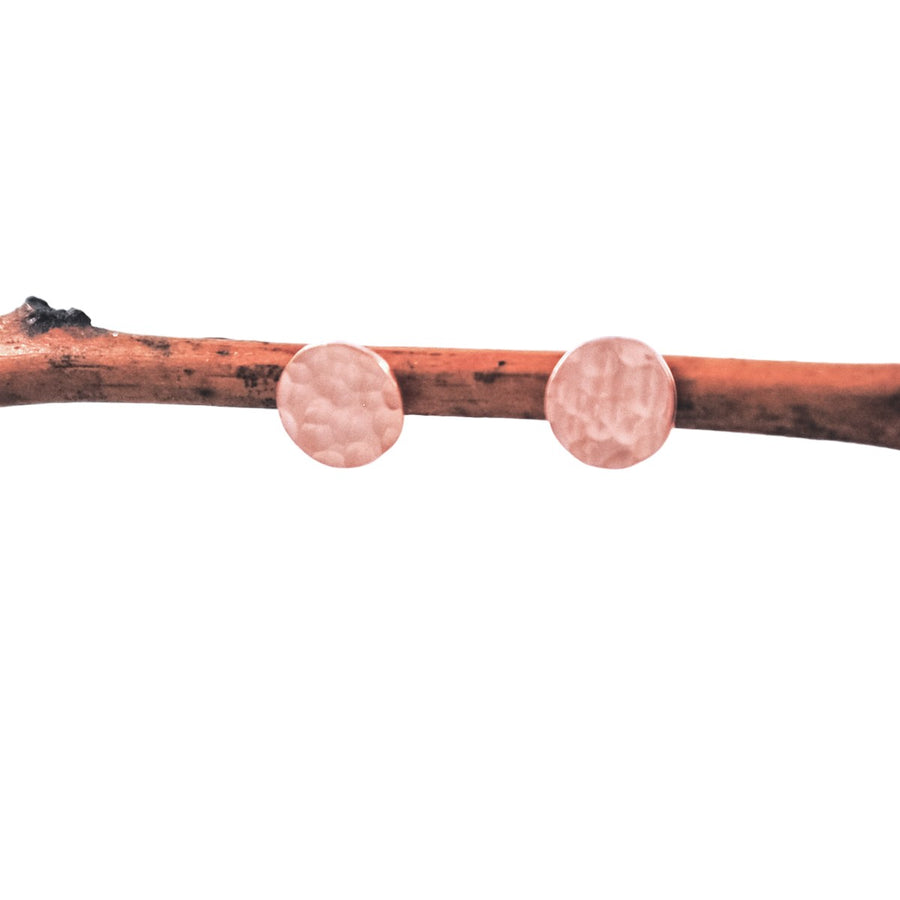 Small Hammered Disc Studs - rose gold-filled