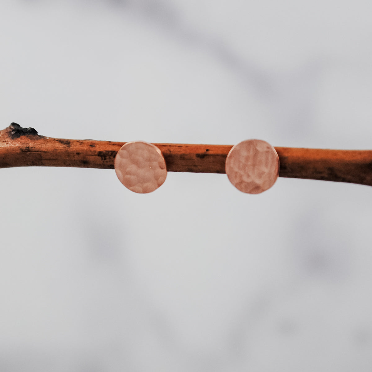 Small Hammered Disc Studs - rose gold-filled
